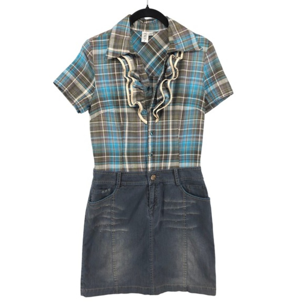 Plaid Ruffle Short Sleeve Preppy Academia Dress